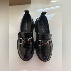 Madden Girl Black Loafers with Silver Buckle